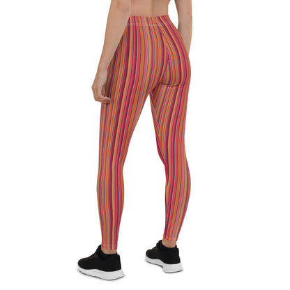 Leggings, Funky Striped Orange