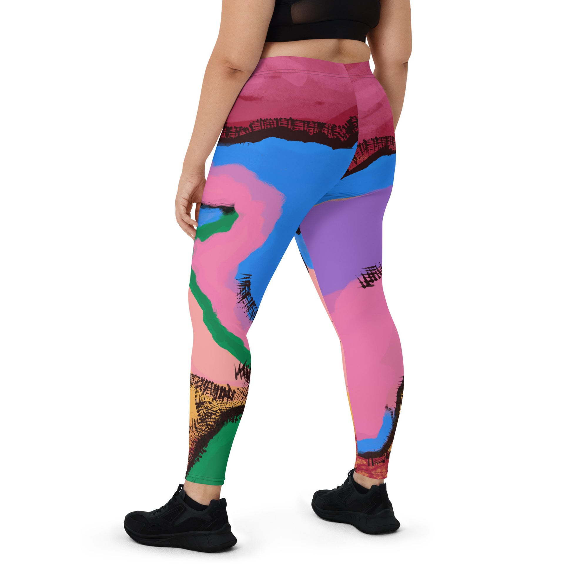 Abstract Art Women&#39;s Leggings, Pastel Goth Tie-Dye Style Graphic Meggings, Wrestling Style Tights, Festival Meggs Outfit, Clubbing Rave Gear