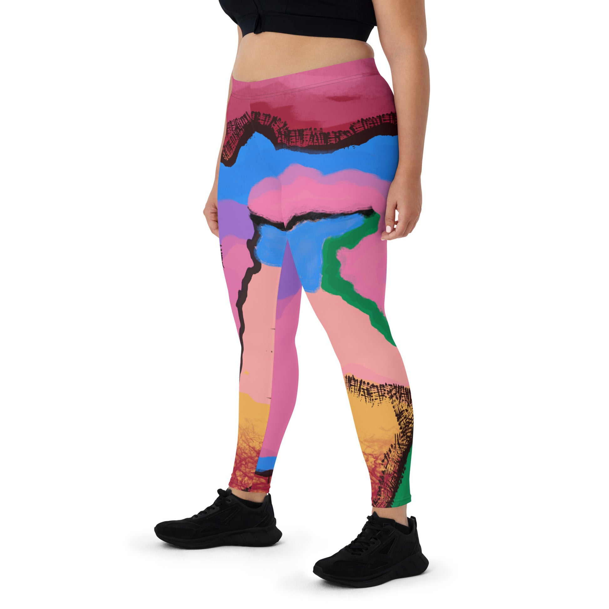 Abstract Art Women&#39;s Leggings, Pastel Goth Tie-Dye Style Graphic Meggings, Wrestling Style Tights, Festival Meggs Outfit, Clubbing Rave Gear