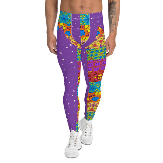 Mens Leggings, Purple Kitsch