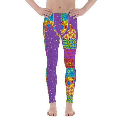 Mens Leggings, Purple Kitsch