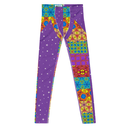 Mens Leggings, Purple Kitsch