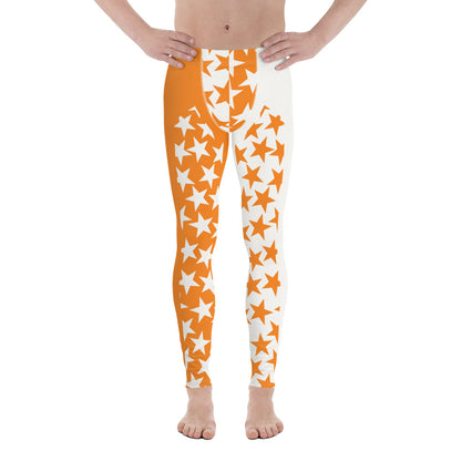 Mens Leggings, Orange Stars