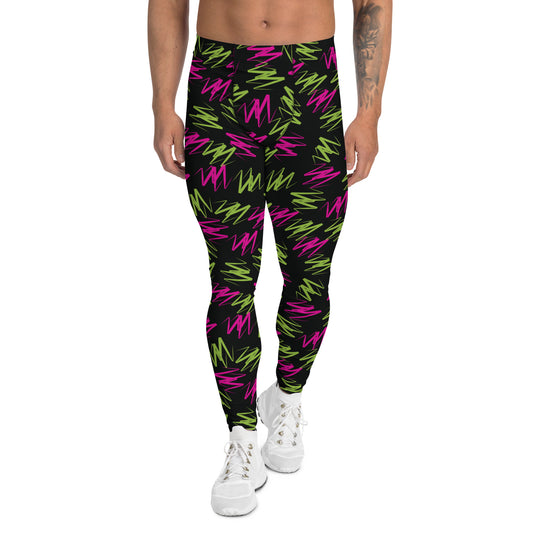 Mens Leggings, Black Rainbowcore