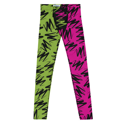 Mens Leggings, Zigzags Color Block Pink