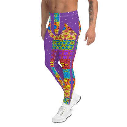 Mens Leggings, Purple Kitsch