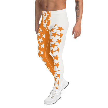 Mens Leggings, Orange Stars