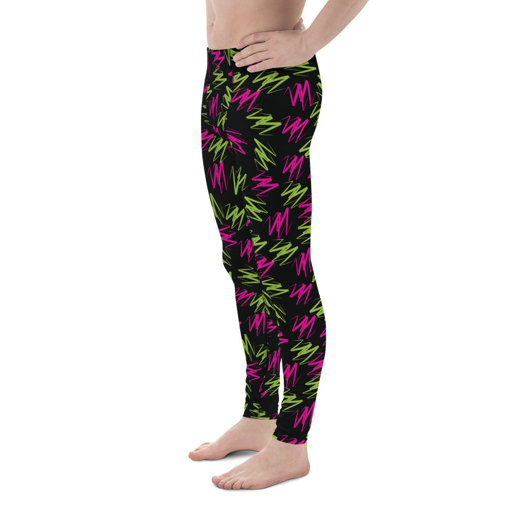 Mens Leggings, Black Rainbowcore