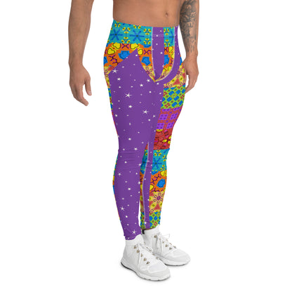 Mens Leggings, Purple Kitsch