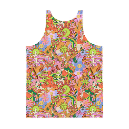 Mens Tank Top, 70s Flower Power