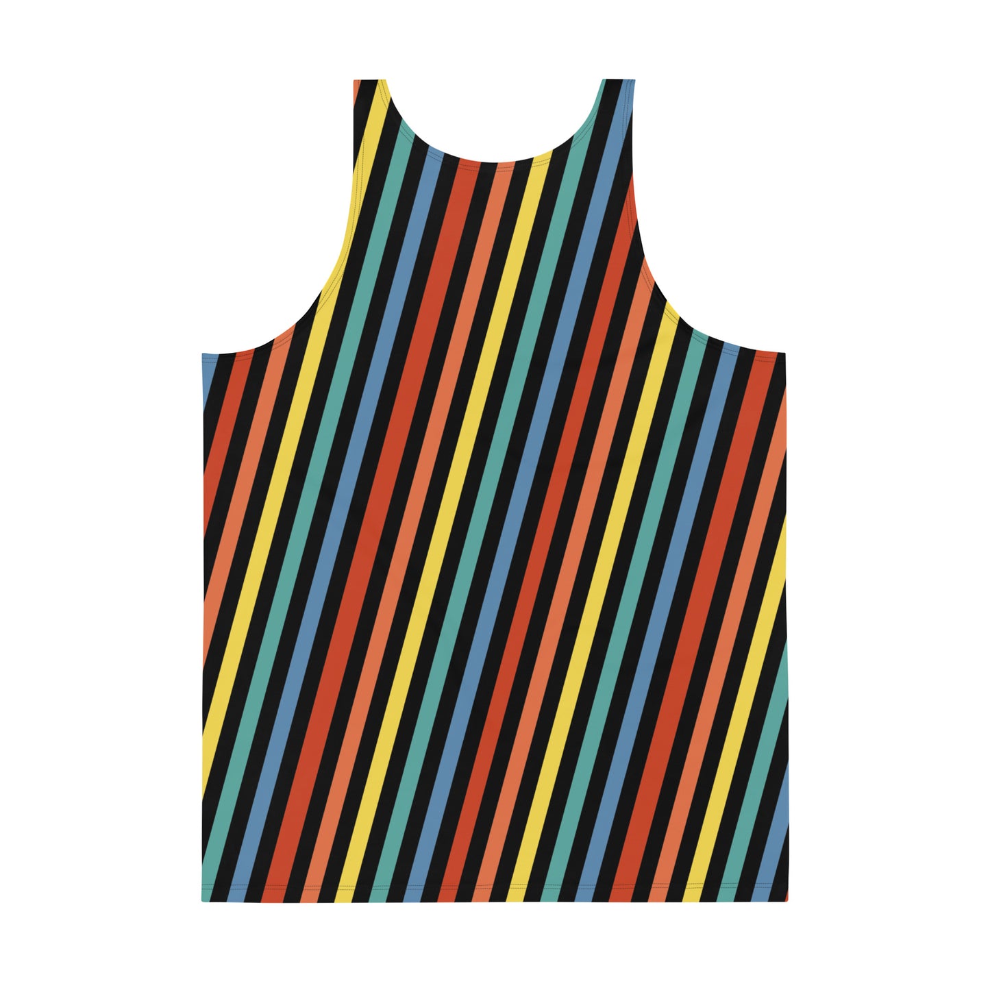 Festival Men&#39;s Tank Top, Stripy Wrestling Style Performance Sports Vest, Rainbowcore Striped Fashion Top, Rave Gear Clubbing Outfit