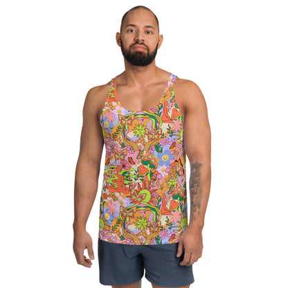 Mens Tank Top, 70s Flower Power