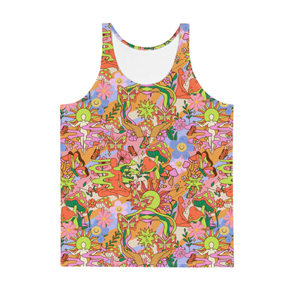 Mens Tank Top, 70s Flower Power