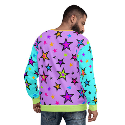 Unisex Sweatshirt Color Block Festival Kawaii Stars