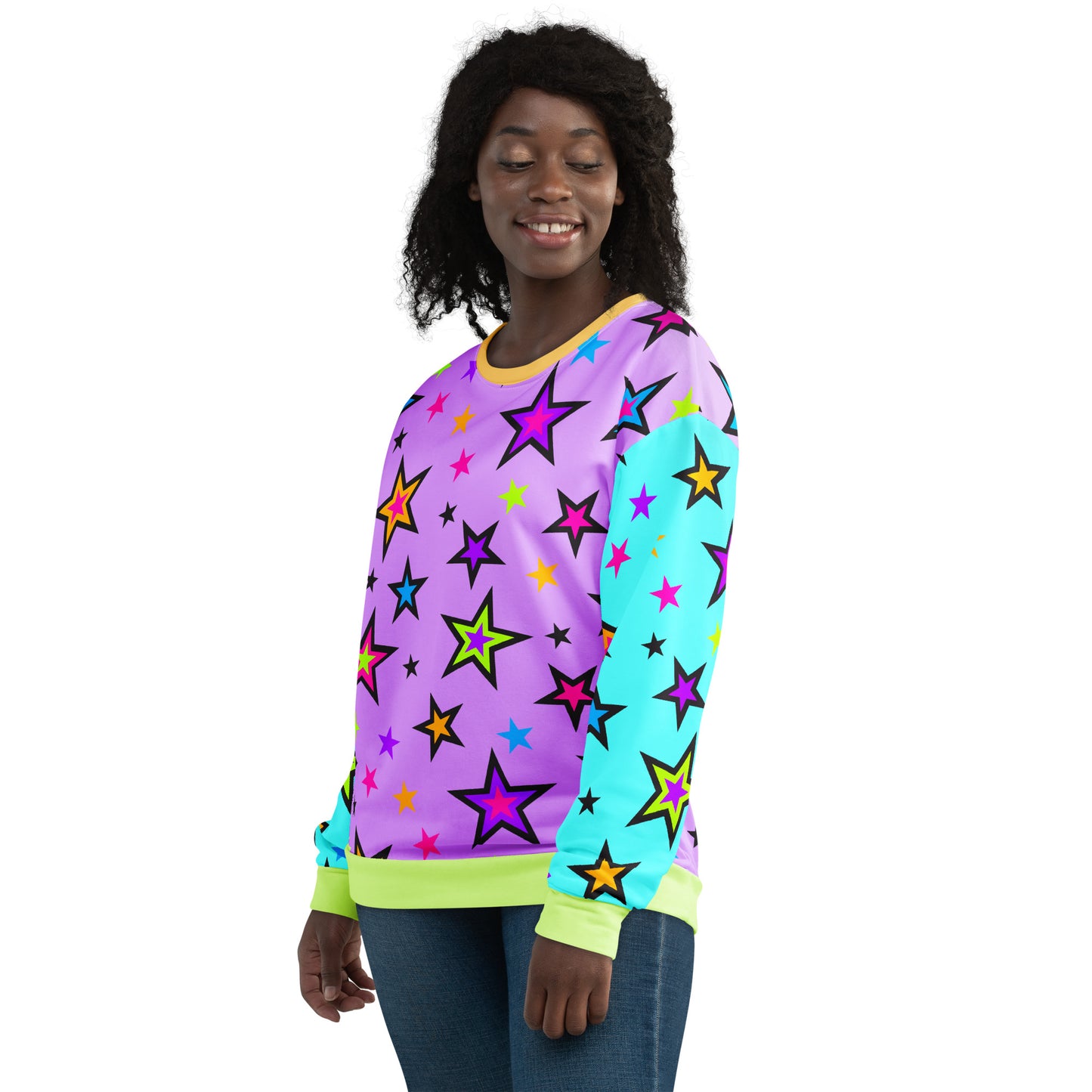 Unisex Sweatshirt Color Block Festival Kawaii Stars