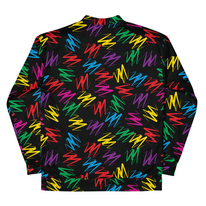 Unisex Bomber Jacket, Zigzags Rainbow