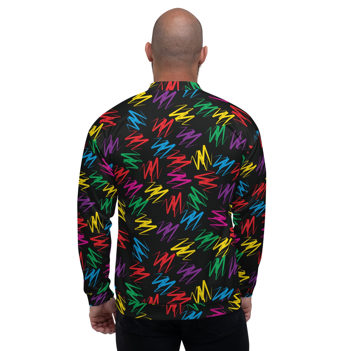 Unisex Bomber Jacket, Zigzags Rainbow