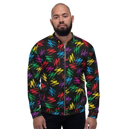 Unisex Bomber Jacket, Zigzags Rainbow