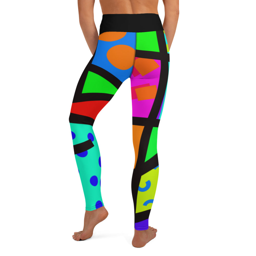 Yoga Leggings, Memphis Harajuku Rainbow