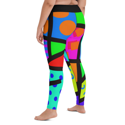 Yoga Leggings, Memphis Harajuku Rainbow