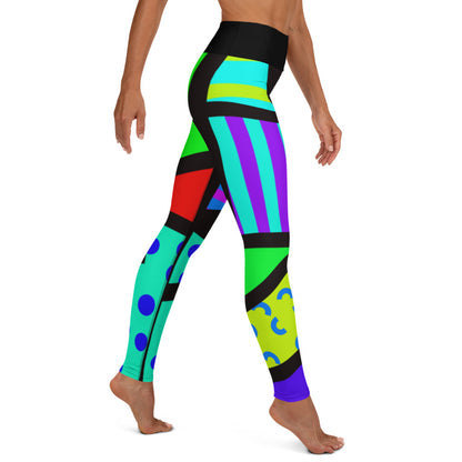 Yoga Leggings, Memphis Harajuku Rainbow