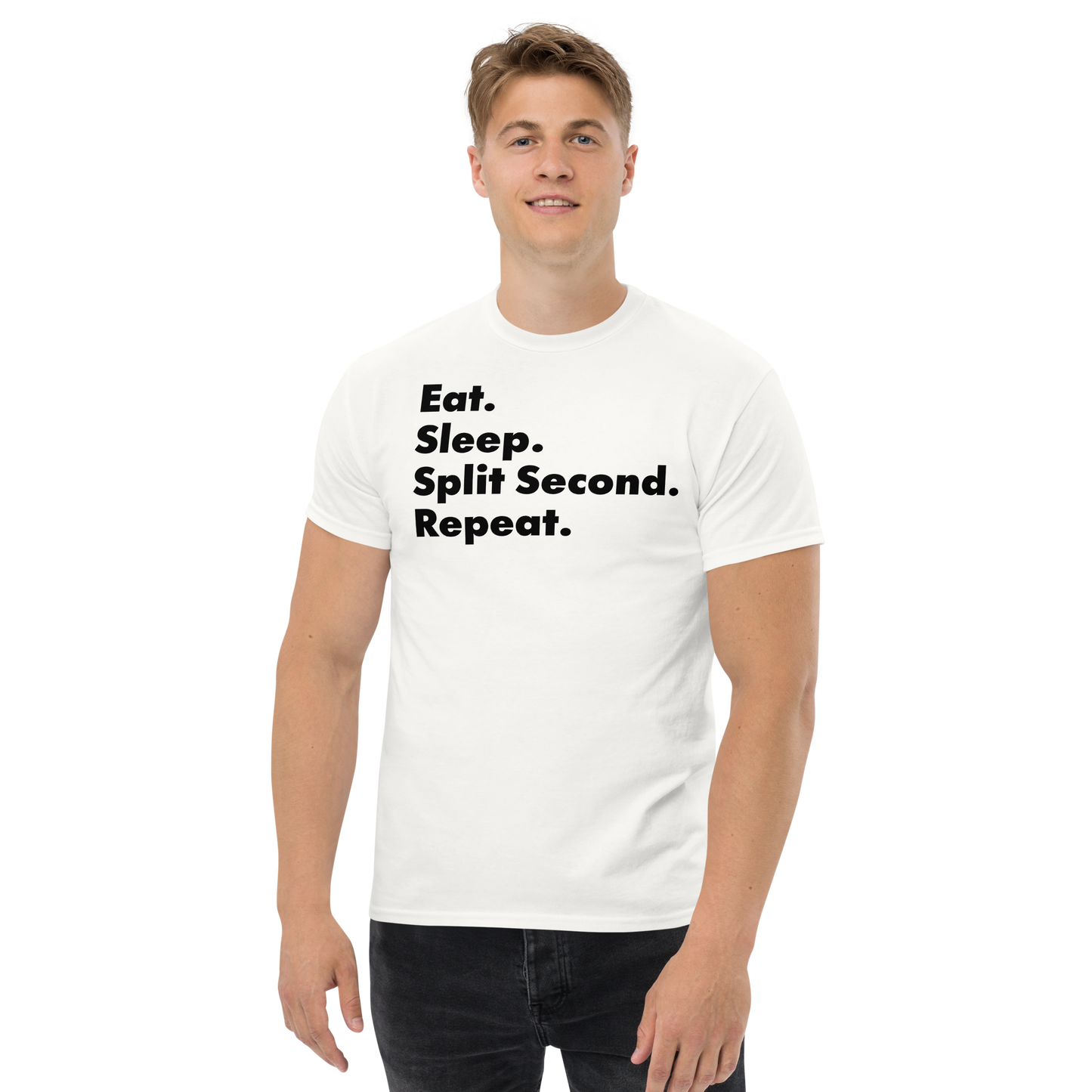 Mens Classic Tshirt - Split Second Repeater Slogan Tee