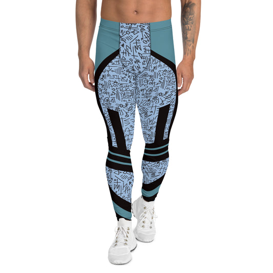 Mens Leggings Sports Leggings, Bjj Compression Spats, Gym Tights, Running Pants, Pro Wrestling Gear, Weightlifting Leggings, Pilates Pant. Blue memphis design retro 80s style meggings for guys for gym, pilates or as bjj grappling spats. Fun sexy gear