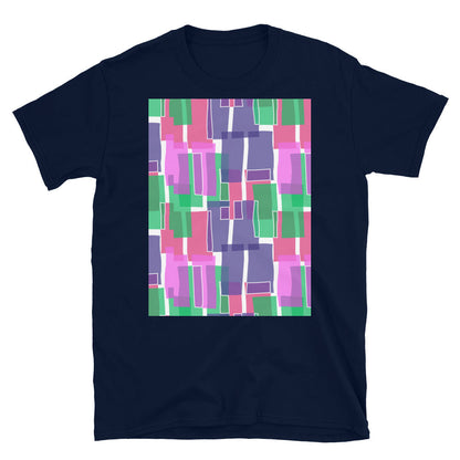 Patterned Short-Sleeve Unisex T-Shirt | Indigo 60s Style | Mid Century Geometric