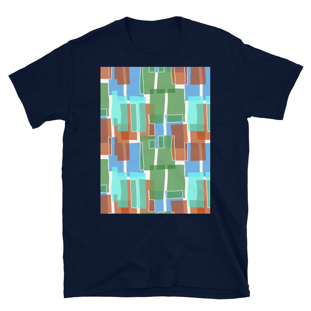 Patterned Short-Sleeve Unisex T-Shirt | Green 60s Style | Mid Century Geometric