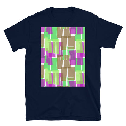 Patterned Short-Sleeve Unisex T-Shirt | Olive 60s Style | Mid Century Geometric