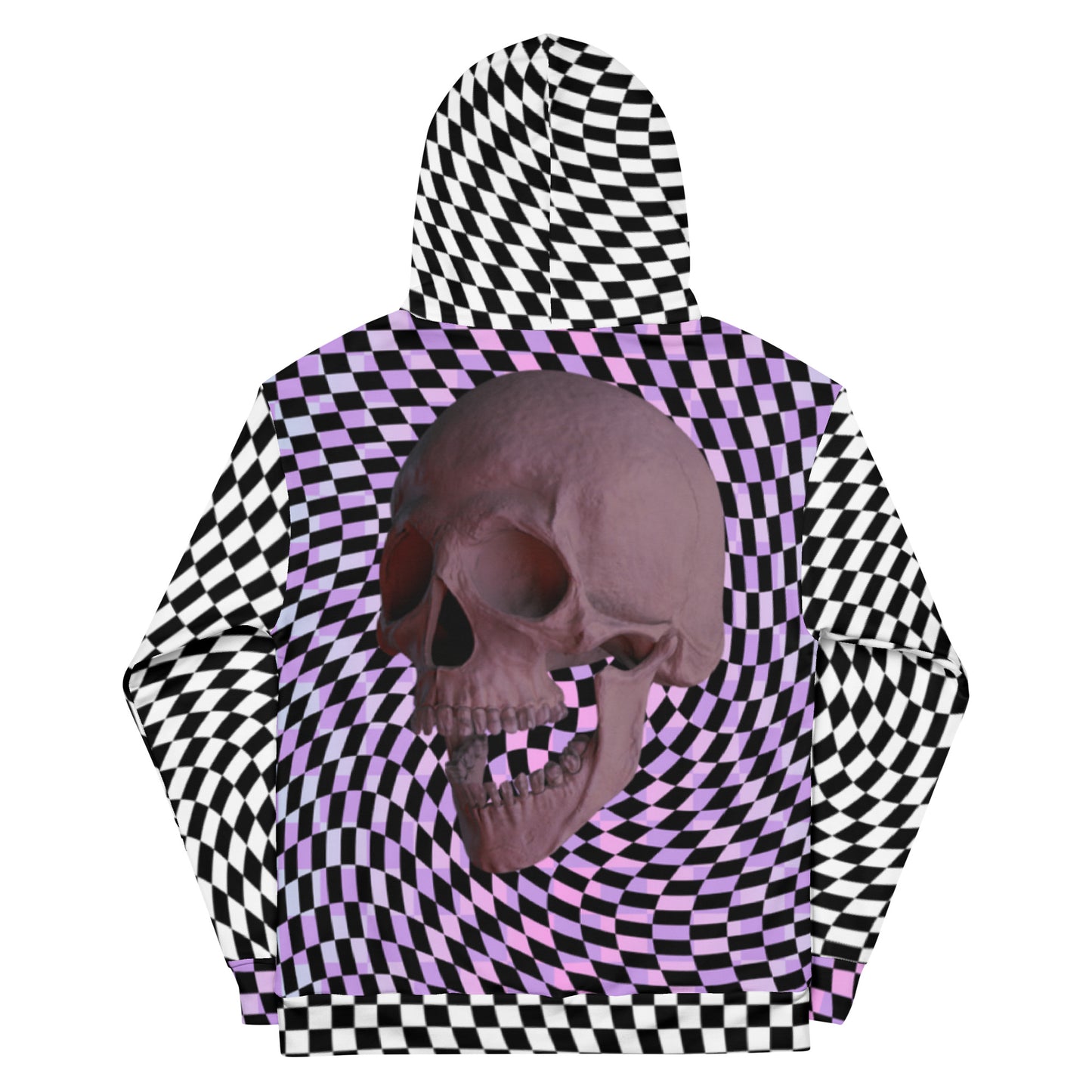 Unisex Hoodie, Glitch Checked Skull