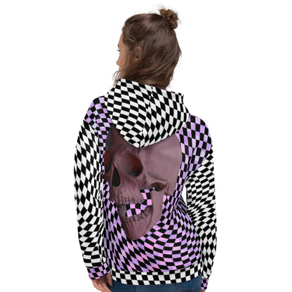 Unisex Hoodie, Glitch Checked Skull