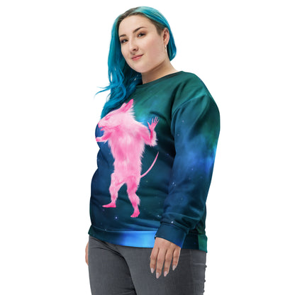 Space Rat Sweatshirt | Funny Graphic Sweater | Pink Pastel Punk Celestial Animal Meme Shirt | Mouse Shirt | Trending Festival Clothing