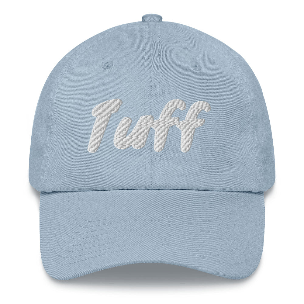 Slogan dad hat with the message Tuff embroidered in front of this cap by BillingtonPix