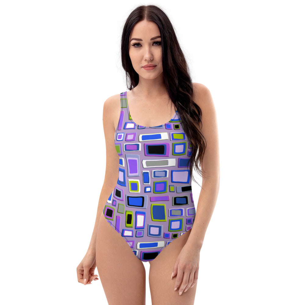 One-Piece Swimsuit | Purple Seventies Retro Style