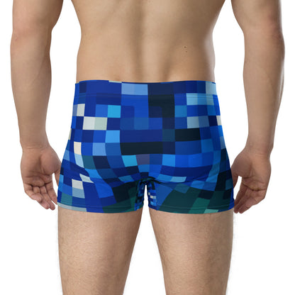 Men's blue checked boxer briefs underwear