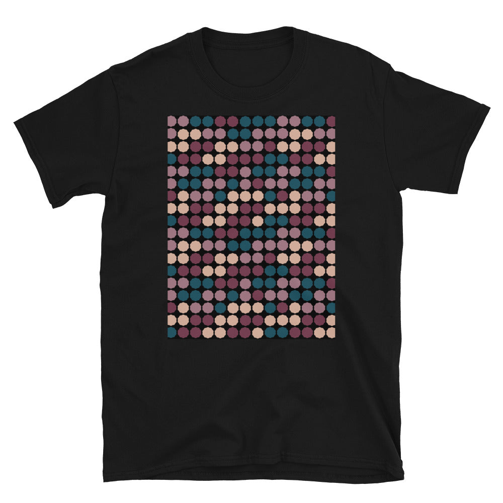 Patterned Short-Sleeve Unisex T-Shirt | 50s Style Black | Vintage Dot Matrix