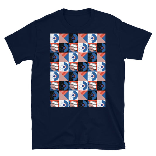 Patterned Short-Sleeve Unisex T-Shirt | Orange | Memphis Bauhaus Collection