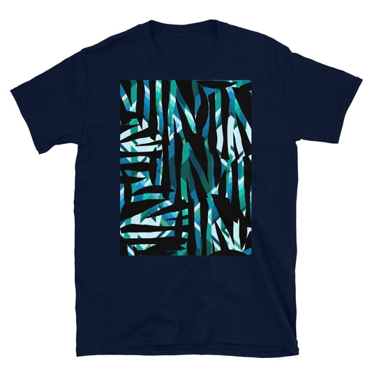 Patterned Short-Sleeve Unisex T-Shirt | Turquoise | Distorted Geometric Collection