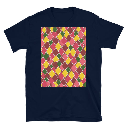 Patterned Short-Sleeve Unisex T-Shirt | 60s Style Kitsch | Harlequin Diamonds