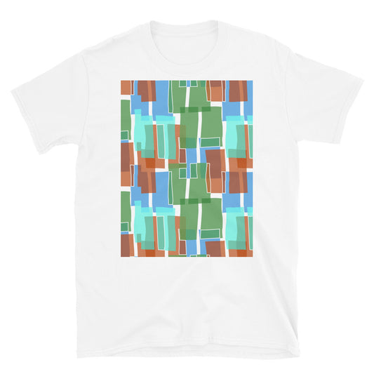 Patterned Short-Sleeve Unisex T-Shirt | Green 60s Style | Mid Century Geometric