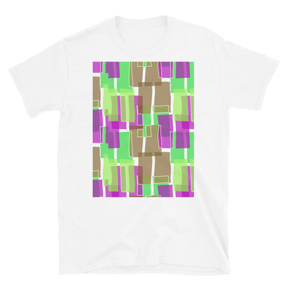 Patterned Short-Sleeve Unisex T-Shirt | Olive 60s Style | Mid Century Geometric