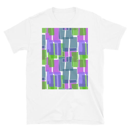 Patterned Short-Sleeve Unisex T-Shirt | Teal 60s Style | Mid Century Geometric